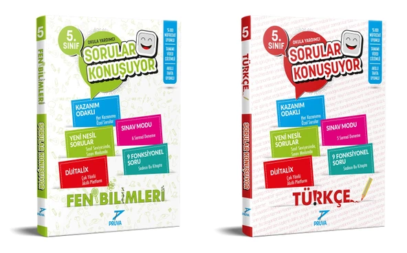 Pruva Akademi 2025 5. Sınıf Fen Bilimleri + Türkçe Sorular Konuşuyor Seti 2 Kitap Güncel Müfredat ürün görseli 1