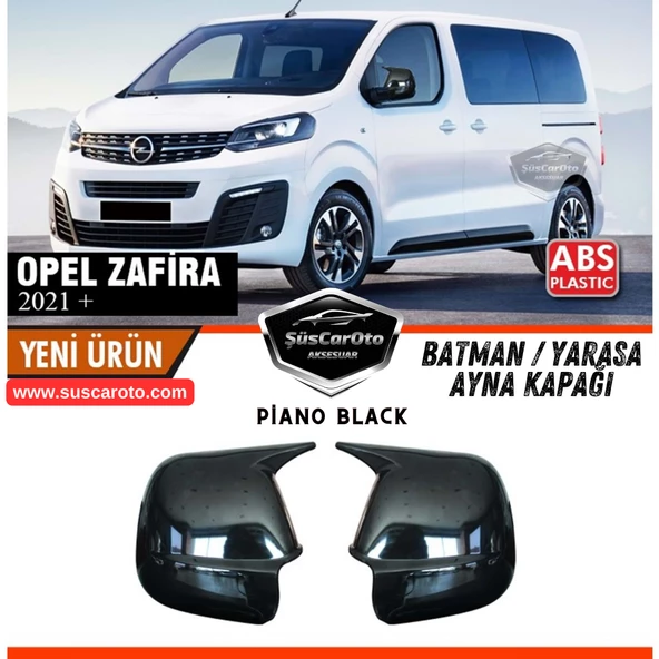 Opel Zafira 2021 Sonrası Uyumlu Batman Yarasa Ayna Kapağı Piano Black ABS Plastik Sağ Sol Takım ürün görseli 1