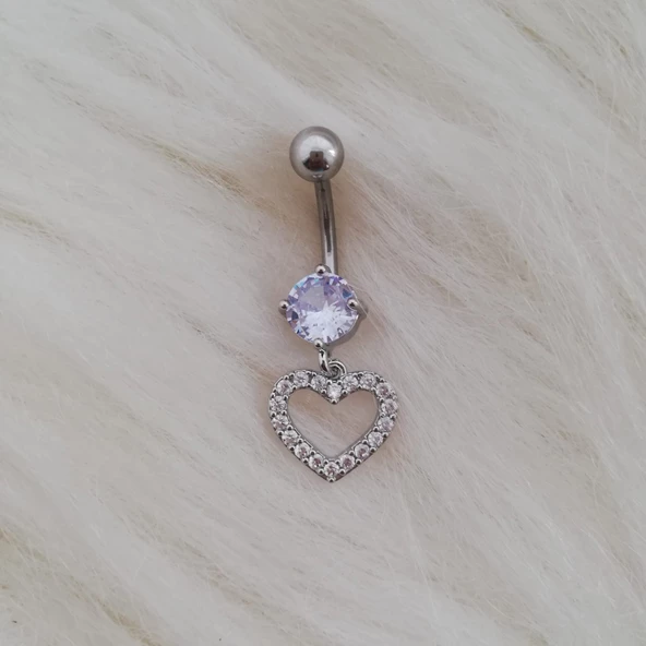 Taşlı Kalp Göbek Piercing N4 ürün görseli 1
