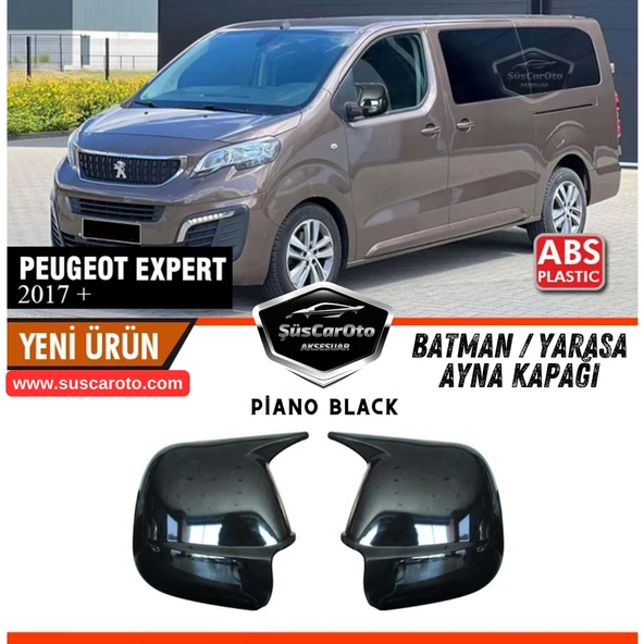 Peugeot Expert 2017 Sonrası Uyumlu Batman Yarasa Ayna Kapağı Piano Black ABS Plastik Sağ Sol Takım ürün görseli 1