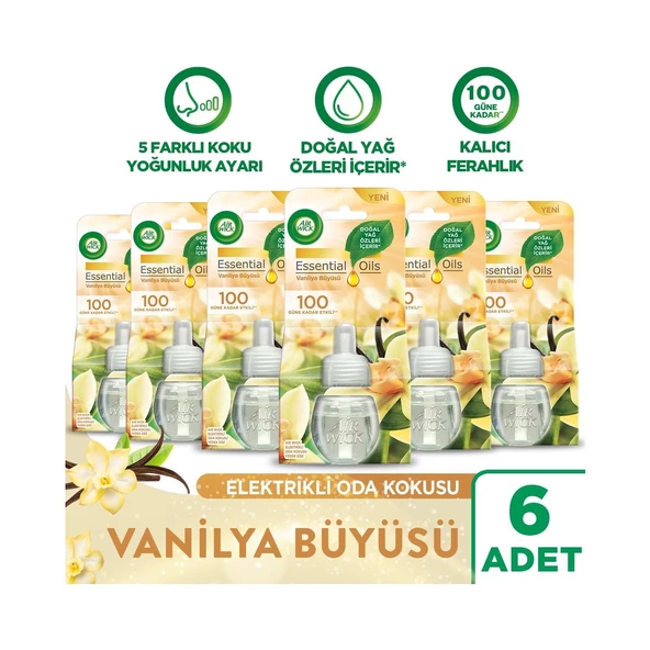 Air Wick Air Wick Elektrikli Oda Kokusu Yedek Şişe Vanilya Büyüsü - Esansiyel Yağlar Içerir x 6 Adet ürün görseli 1