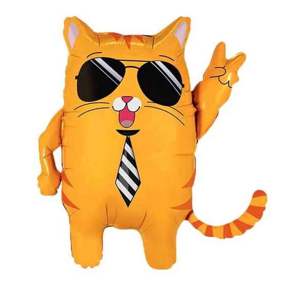 Gözlüklü Kedi Folyo Balon 62x60 cm ürün görseli 1