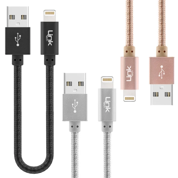 LinkTech K544 Safe Lightning USB Örgü Metal Data/Şarj Kablosu 30cm ürün görseli 1