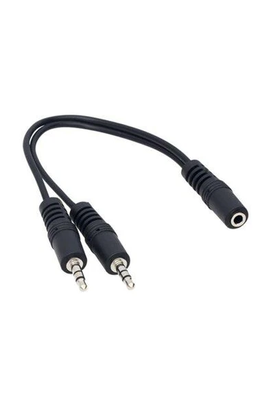 WellHise 2,5 MM Erkek - 2x3,5 MM Dişi Mikrofon Kulaklık Ayırıcı Kablo 30CM ürün görseli 1