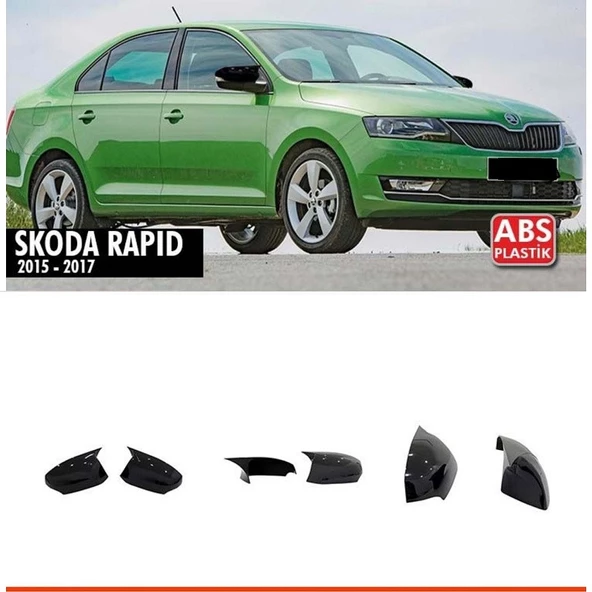 SKODA RAPİD 2015-2018 UYUMLU PARLAK SİYAH BATMAN AYNA KAPAĞI ürün görseli 1