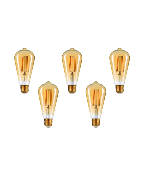 6W Rustik Ampul 2700K (Amber Işık) ST64 - 5 Adet ürün görseli 1