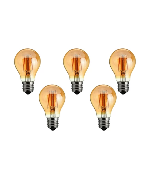 6W Rustik Ampul 2700K (Amber Işık) A60 - 5 ADET ürün görseli 1