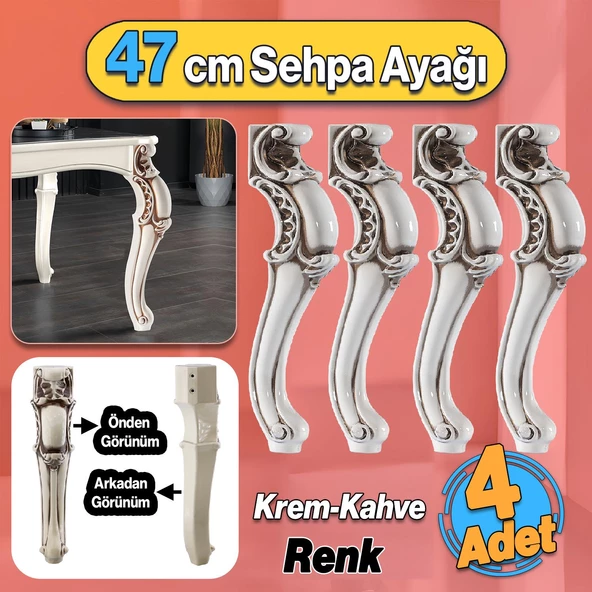 Krem Kahve 4 Adet Valenta Plastik Sehpa Ayağı 47 cm Mobilya Zigon Çay Orta Sehpası Ayak Ayakları ürün görseli 1