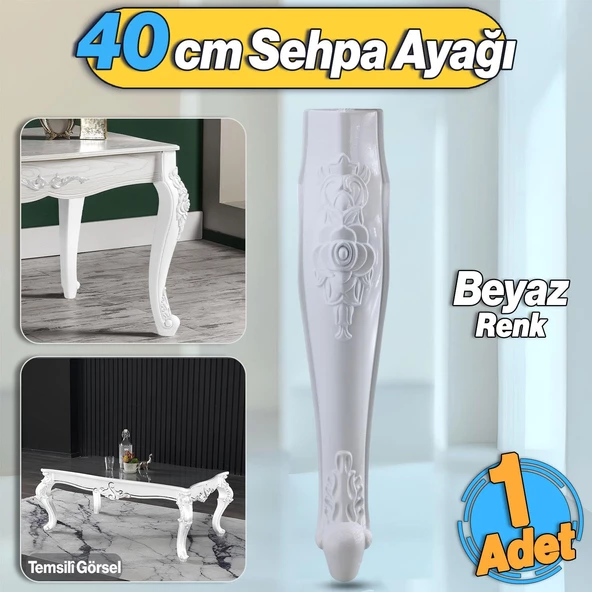 Rosa Plastik Sehpa Ayağı 40 cm Beyaz Renk Orta Ayak Zigon Sehpa Mobilya Masa Ayakları Beyaz 1 Adet ürün görseli 1