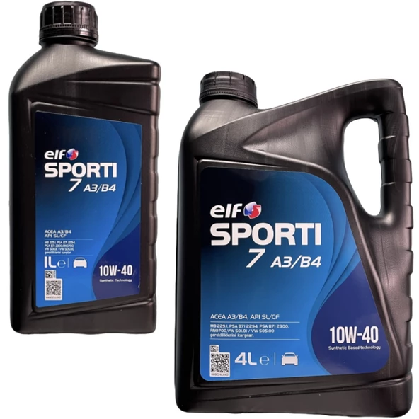 Elf Sporti 7 10W-40 ACEA A3/B4 Sentetik Motor Yağı 4 L + 1 L ürün görseli 1