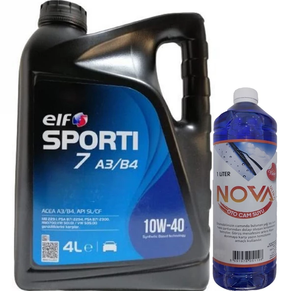 Elf Sporti 7 10W-40 Acea A3/B4 Sentetik Motor Yağı 4 L + Cam Suyu 1 L ürün görseli 1