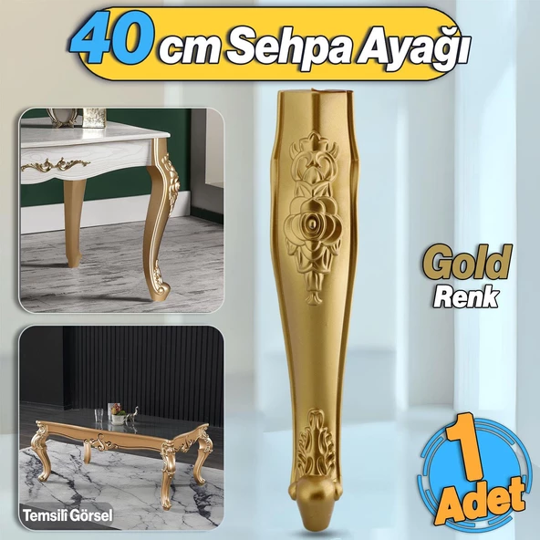 Rosa Plastik Sehpa Ayağı 40 cm Gold Altın Renk Orta Ayak Zigon Sehpa Mobilya Masa Ayakları Altın ürün görseli 1