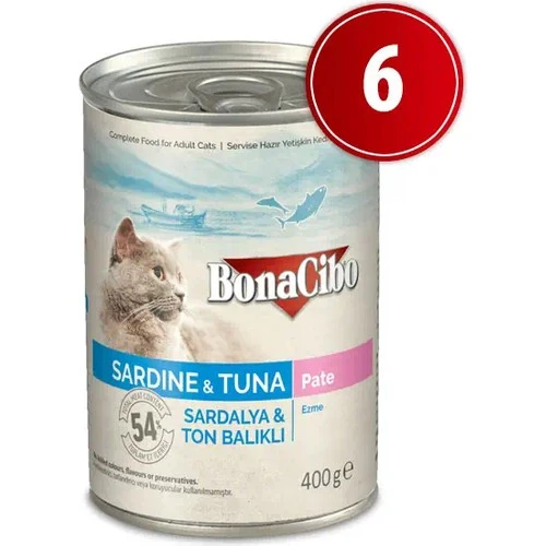 Bonacibo Ezme Sardalya ve Ton Balıklı Yaş Kedi Maması 6 Adet x 400 gr ürün görseli 1
