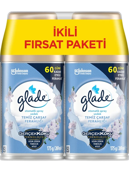 Glade Oda Kokusu Otomatik Sprey 2'li Yedek Temiz Çarşaf Ferahlığı 269 Ml x 2 ürün görseli 1