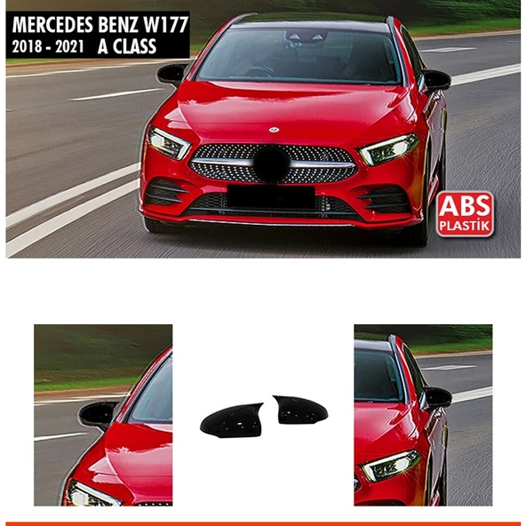 MERCEDES A.SERİ W177  2018-2022 UYUMLU PARLAK SİYAH BATMAN AYNA KAPAĞI ürün görseli 1