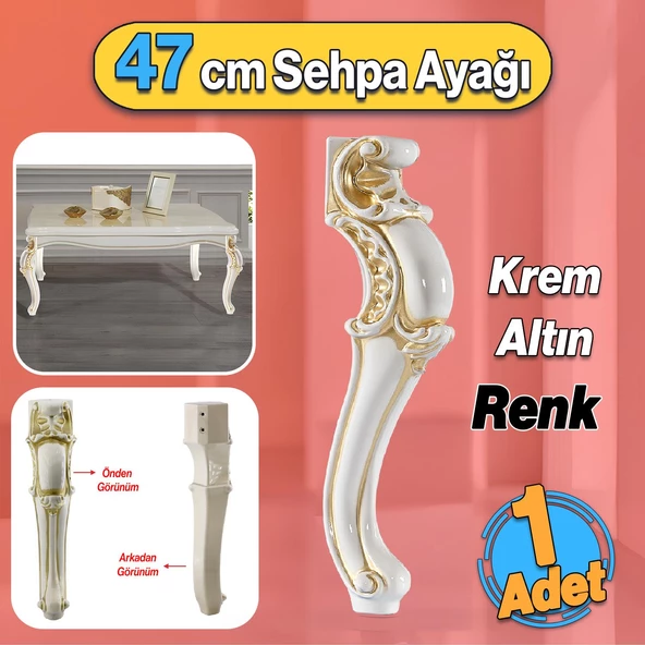 Valenta Plastik Sehpa Ayağı 47 cm Krem Altın 1 Adet Mobilya Zigon Çay Orta Sehpası Ayak Ayakları ürün görseli 1