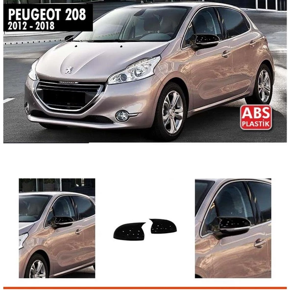 PEUGEOT 208  2012-208 UYUMLU PARLAK SİYAH BATMAN AYNA KAPAĞI ürün görseli 1