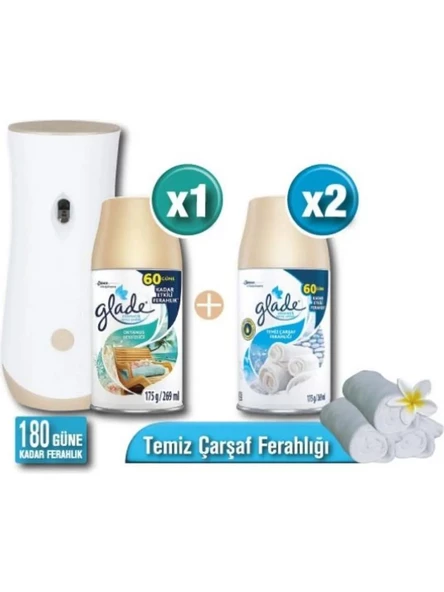Glade Makine  Temiz Çarşaf Ferahlığı Okyanus Sessizliği Otomatik Sprey Set 180 Gün Etkili ürün görseli 1