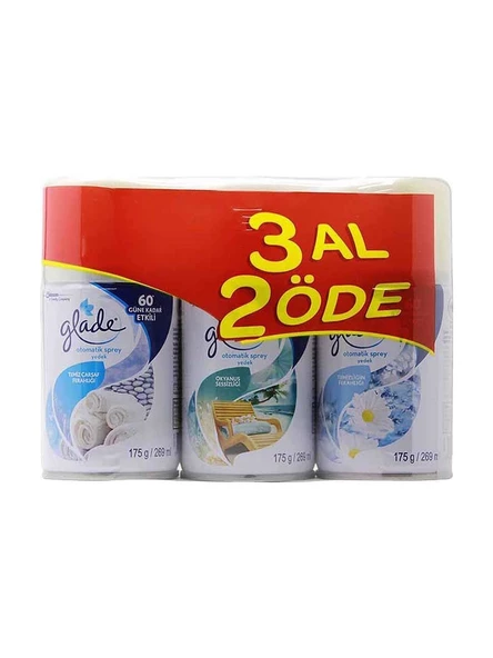 Glade Otomatik Sprey Oda Kokusu Yedeği 3 Al 2 Öde temiz Çarşaf-Okyanus Sessizliği-Temizliğin Ferahlığı ürün görseli 1