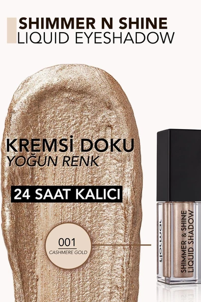 Flormar Metalik Likit Göz Farı (ALTIN) - Shimmer & Shine Liquid Shadow - 001 Cashmere Gold - 8682536002592 ürün görseli 1