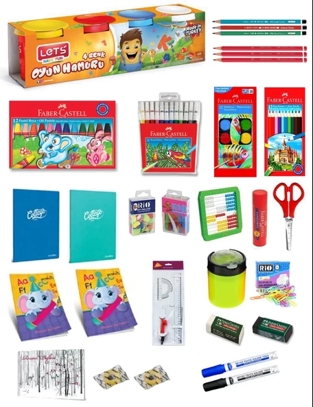 Faber Castell 1. Sınıf Kırtasiye Seti 26 Parça Başlangıç Full Tam Set KRTSET4 ürün görseli 1