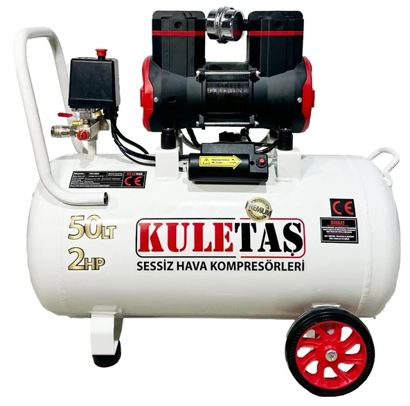 Kuletaş 50 Litre 2 HP Sessiz Premium Kafa Hava Kompresörü ürün görseli 1