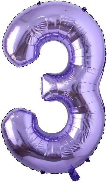3 Rakam Mor Folyo Balon 40 inç 100 cm ürün görseli 1