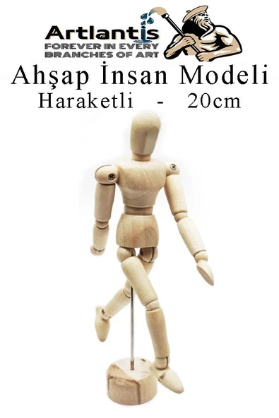 Ahşap İnsan Modeli 20 cm 1 Adet İnsan Figürlü Ahşap Model Manken Resim Ressam Eğitimi Tahta Adam Kukla Stilist ürün görseli 1
