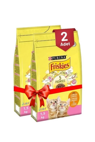 Friskies Tavuk Hindi Eti Ve Sütlü Yavru Kedi Kuru Maması 1,5 Kg x 2 Adet ürün görseli 1