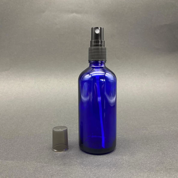 100 ml Cam Şişe Spreyli , 100 cc Siyah Spreyli Mavi Cam Şişe  x 6 Adet ürün görseli 1