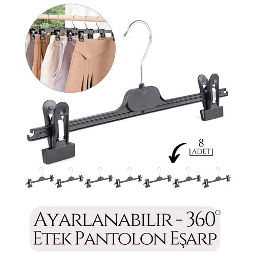 ModaCar Etek Pantolon Eşarp Kıskaçlı Askı 8 li SET ürün görseli 1