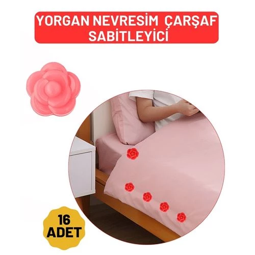 ModaCar Yorgan Çarşaf Kılıf Sabitleyici 16 Adet Çiçek Model ürün görseli 1