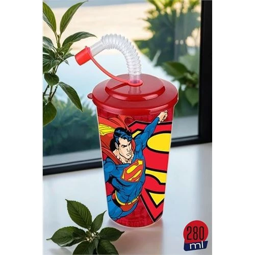 ModaCar Pipetli Superman Lisanlı Çocuk Bardağı ürün görseli 1