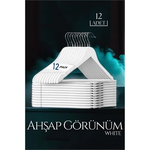 ModaCar Beyaz Ahşap Görünüm 12 li Askı Seti Schönbuch Design ürün görseli 1