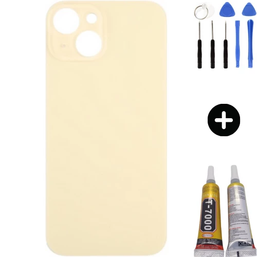 iPhone 15 Uyumlu Arka Pil Batarya Kapak Sarı + Montaj Kiti ürün görseli 1