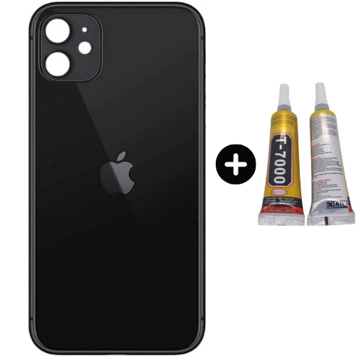 iPhone 11 Uyumlu Arka Pil Batarya Kapak Siyah + B7000 ürün görseli 1