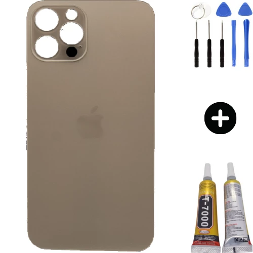iPhone 12 Pro Uyumlu Arka Pil Batarya Kapak Gold + Montaj Seti ürün görseli 1