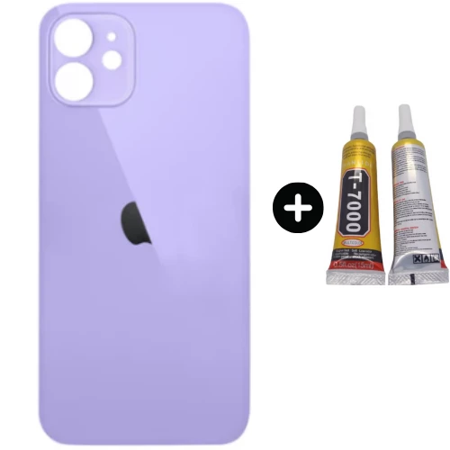 iPhone 12 Mini Uyumlu Arka Pil Batarya Kapak Mor + B7000 ürün görseli 1