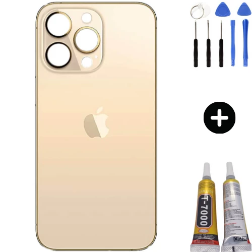 iPhone 13 Pro Max Uyumlu Arka Pil Batarya Kapak Gold + Montaj Seti ürün görseli 1