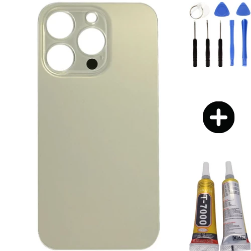 iPhone 14 Pro Uyumlu Arka Pil Batarya Kapak Gold + Montaj Kiti ürün görseli 1