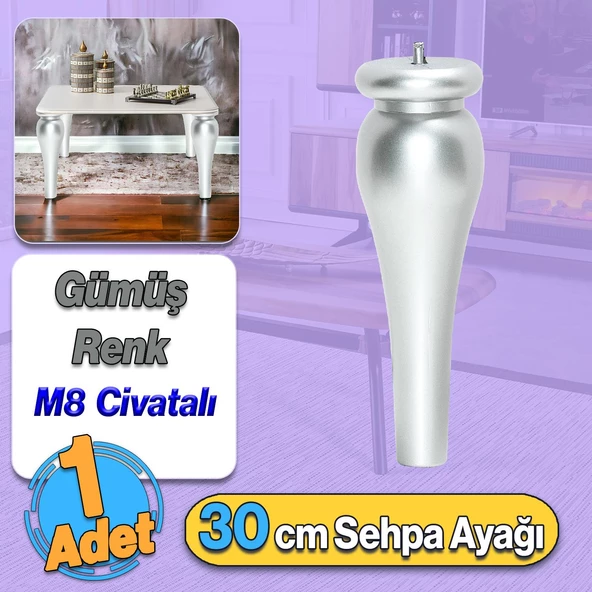 Sembol Plastik Sehpa Ayağı 30 cm Gümüş Gri 1 Adet Mobilya Çay Orta Sehpası M8 Civatalı Ayak Ayaklar ürün görseli 1