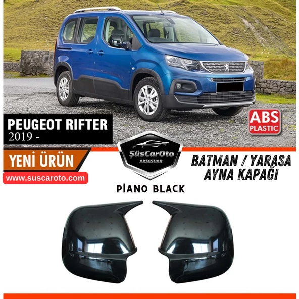 Peugeot Rifter 2019 Sonrası Uyumlu Batman Yarasa Ayna Kapağı Piano Black ABS Plastik Sağ Sol Takım ürün görseli 1