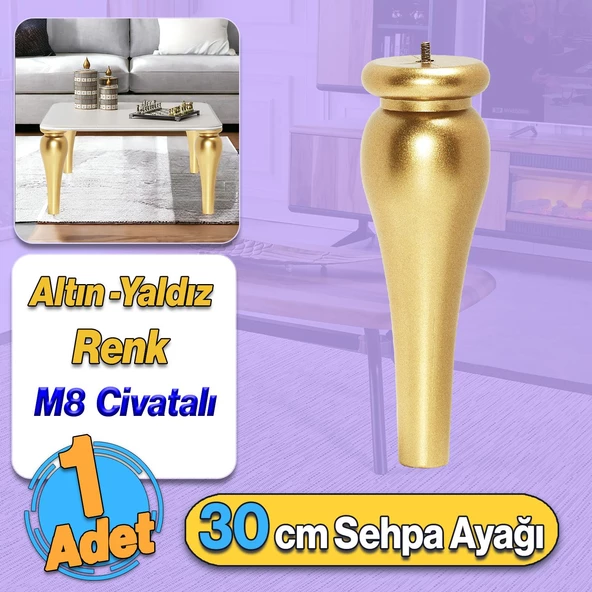 Sembol Plastik Sehpa Ayağı 30 cm Altın Yaldız 1 Adet Mobilya Orta Sehpası M8 Civatalı Ayak Ayaklar ürün görseli 1