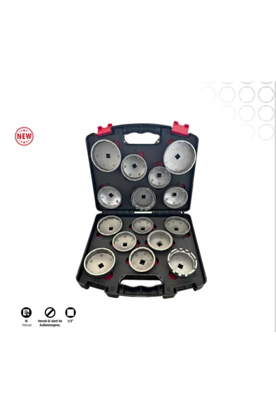 Wossen 41600 1/2 15 Parça Tas Tipi Yağ Filtre Sökme Seti Takımı ürün görseli 1