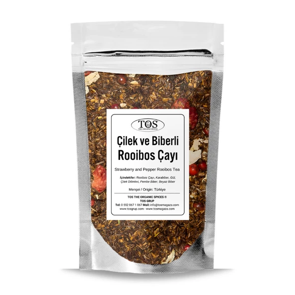 Çilek ve Biberli Rooibos Çayı 100 gr (1. Kalite) ürün görseli 1