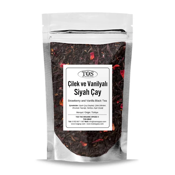 Çilek ve Vanilyalı Siyah Çay 250 gr (1. Kalite) ürün görseli 1