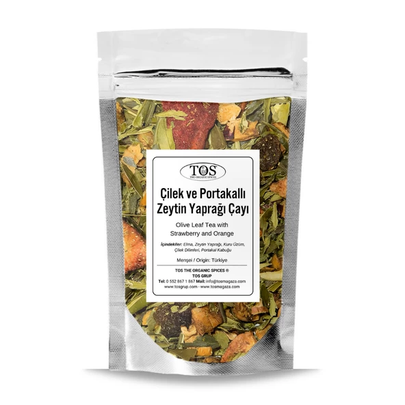 Çilek ve Portakallı Zeytin Yaprağı Çayı 100 gr (1. Kalite) ürün görseli 1