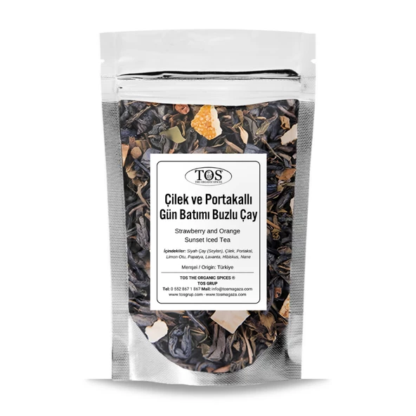 Çilek ve Portakallı Gün Batımı Buzlu Çay 100 gr (1. Kalite) ürün görseli 1
