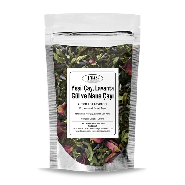 Yeşil Çay Lavanta Gül ve Nane Çayı 250 gr (1. Kalite) ürün görseli 1