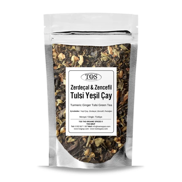 Zerdeçal Zencefil Tulsi Yeşil Çay 250 gr (1. Kalite) ürün görseli 1
